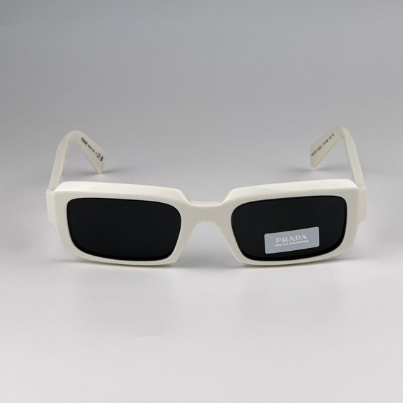 Prada PR27ZS 17K08Z Sunglasses Talc White Dark Grey Unisex Rectangle PR 27ZS - Picture 8 of 14